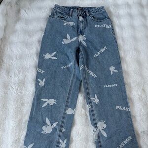 PLAYBOY Blue Denim Bunny Logo Jeans